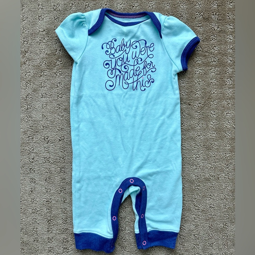 cloud island Light Blue and Dark Blue Baby One-Piece Romper